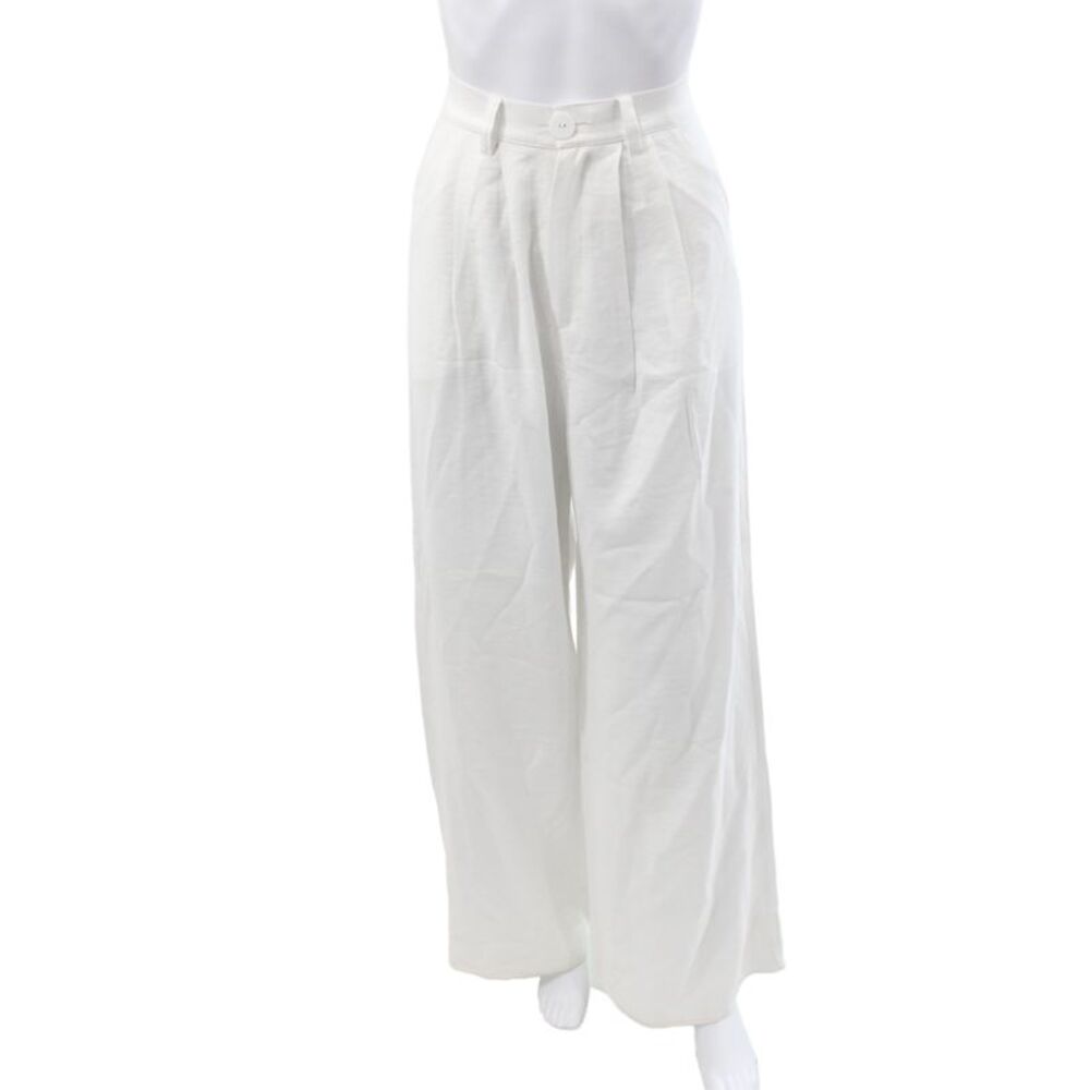 Nonchalant Label Womens Dress Pants White Button Solid Polyester Size M